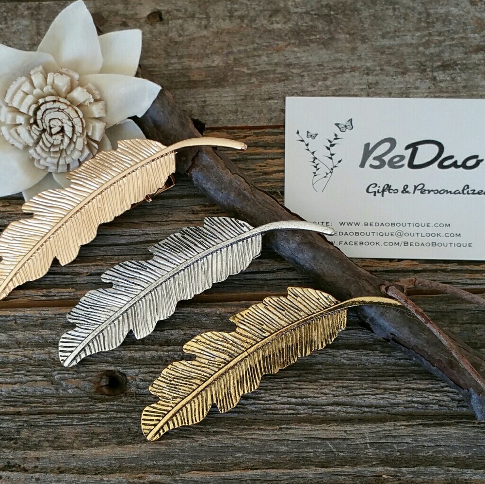 Bronze Feather Bridesmaids Wedding Hair Clip